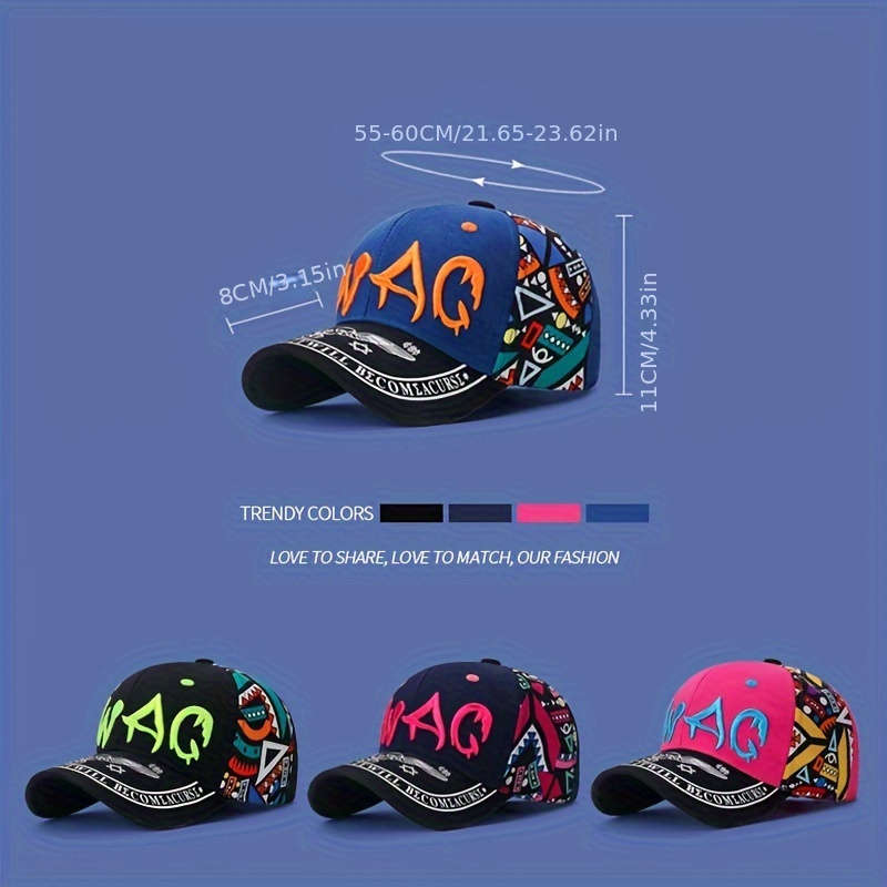 1pc New Printed Embroidered Outdoor Hat Suitable for Men and Women Spring and Summer Baseball