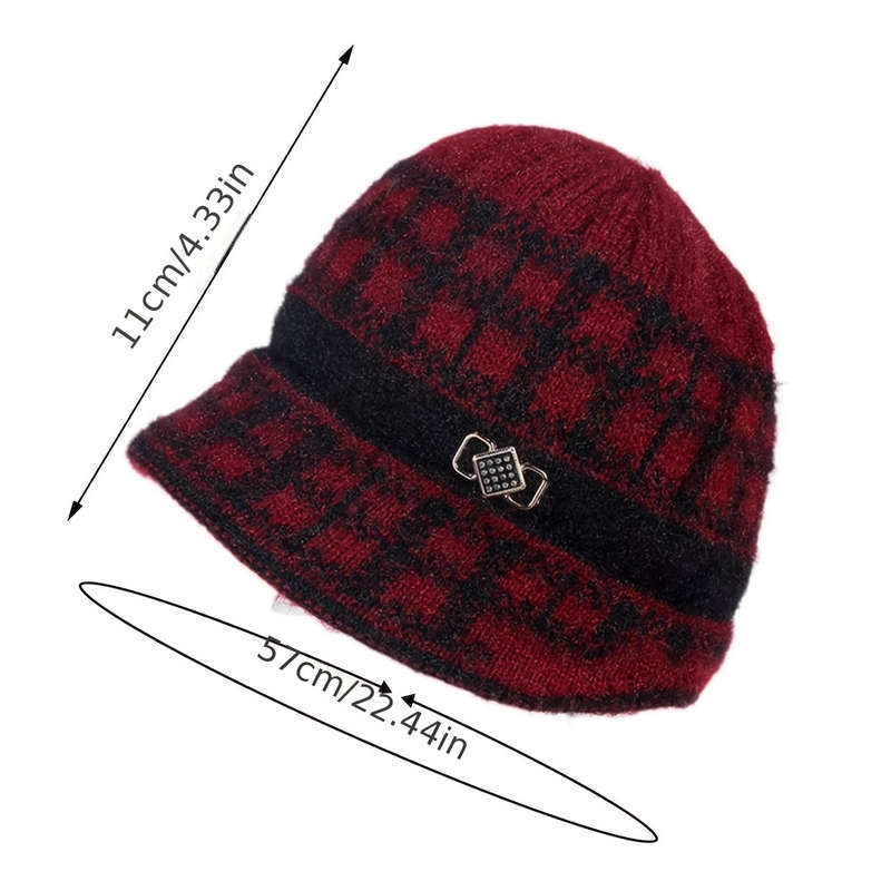 1pc Women'S Fashion Winter Knit Beanie Cap with Earflaps Comfortable Stretch Fleece-Lined Wa