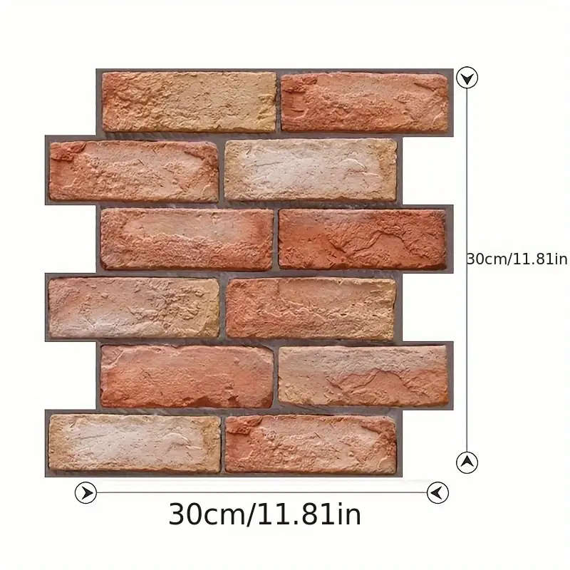 20 PCS 3D Red Brick Wall Tile Stickers