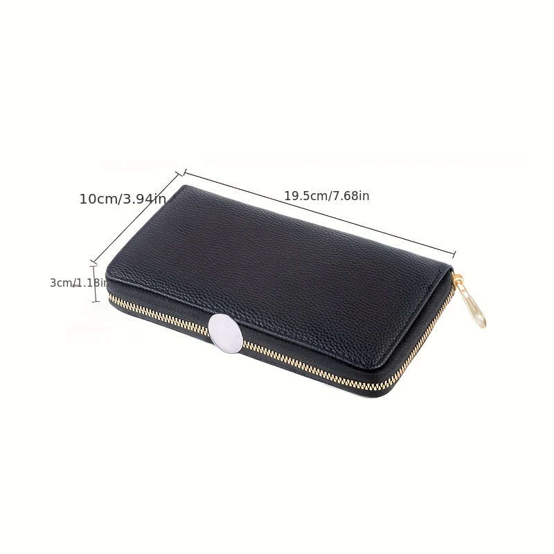 Unisex Black Long Wallet