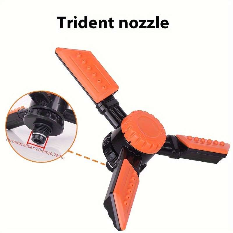 1Pc 360 Degree Automatic Rotating Triple Spigot Sprinkler Nozzle