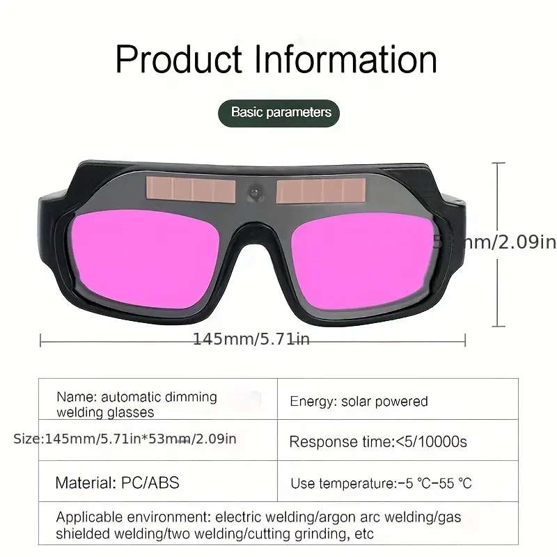 1pc Automatic Light-Adjusting Welding Glasses for Welders Color-Changing Welding Protection Labor Pr