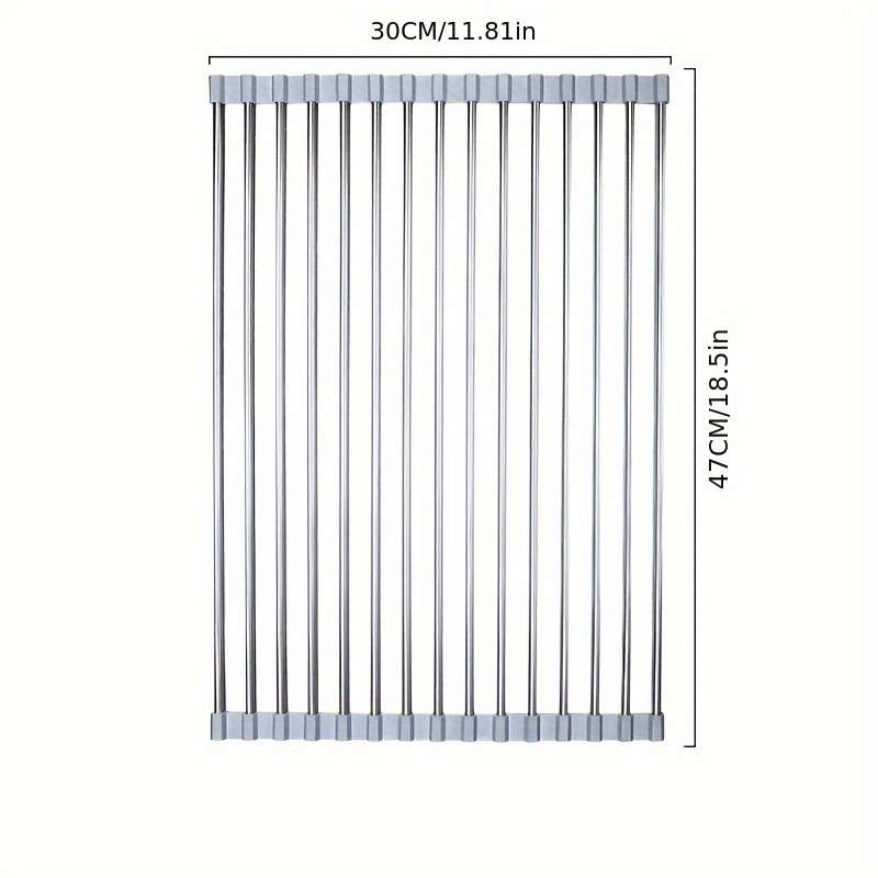 1pc Stainless Steel Foldable Kitchen Sink Drain Rack Food Safe Space Saving Strainer And Dis