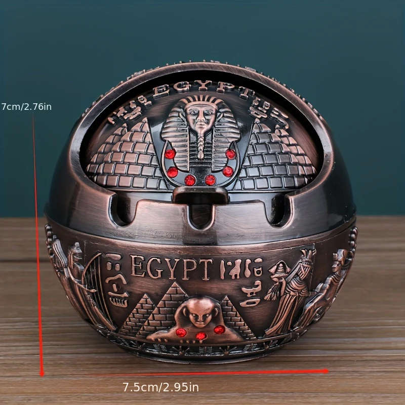 1pc Egyptian Pyramid Ashtray Metal Irregular Shape Vintage Style Home Decor Smoke Ash Catcher with L