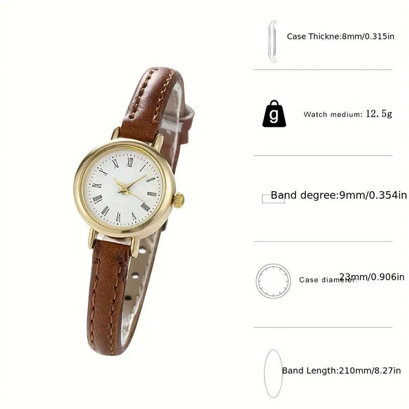 Retro Rome Fashion Analog PU Leather Wrist Watch - Beige