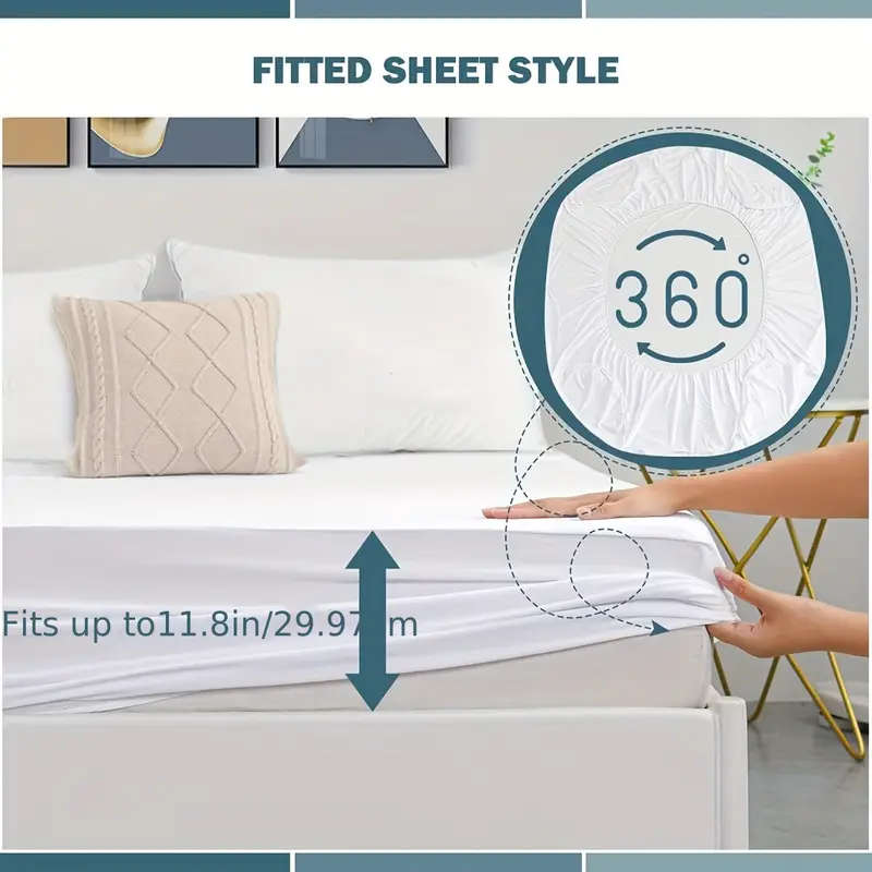 Waterproof Mattress Protector with Deep Pockets Breathable Noiseless Bed Cover 180x200cm