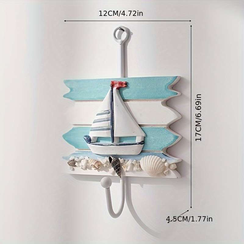 1pc Contemporary Wood Robe  Towel Hooks Wall Mounted Easy Install Storage Organizer for Home Hotel C