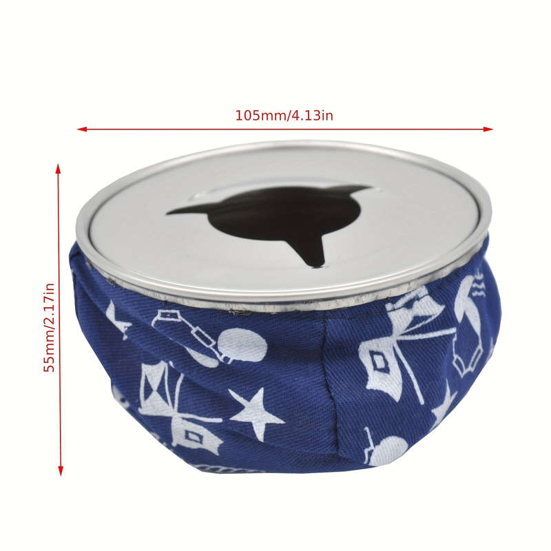 1pc Stainless Steel Ashtray with Windproof Canvas Sandbag Portable Cigarette Holder for Cars RVs