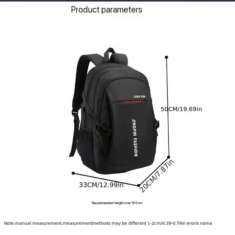 1pc Versatile Nylon Backpack for Teens Adults Large Capacity Waterproof Stain-Resistant with Adjusta