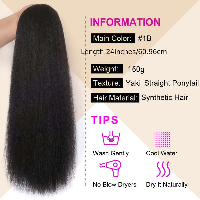 1Pc Black 60.96cm Fashion Design Wig