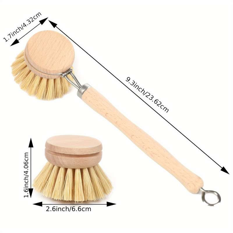 1pc Wooden Handle Dish Brush Kitchen Scrub Brush for Dishes Pots and Pans Multipurpose Cleaning