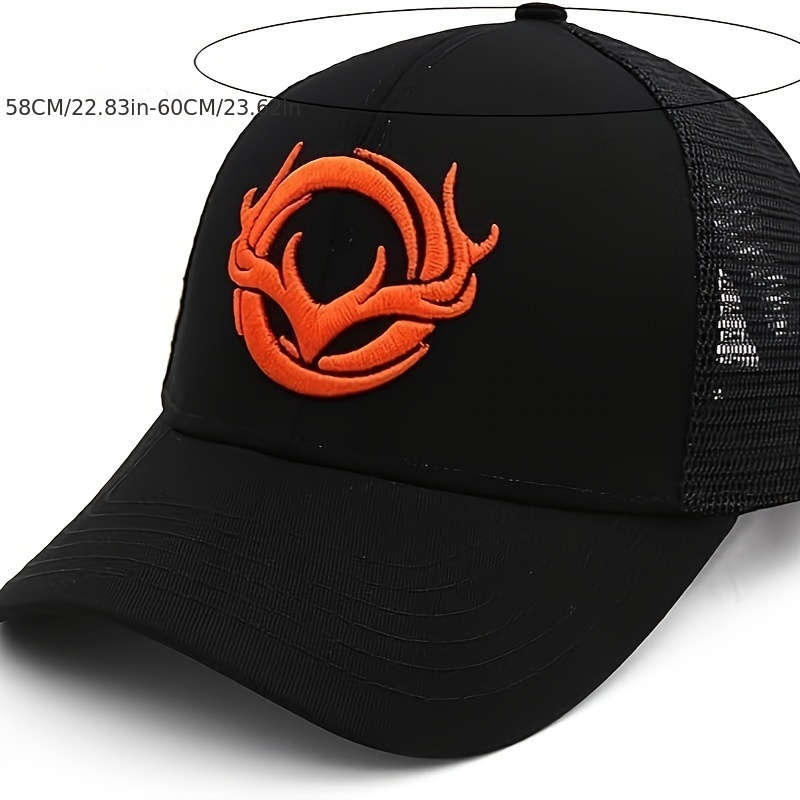 1pc Adjustable Camo Baseball Cap with Embroidered Deer Logo Lightweight Breathable Mesh Back Ou