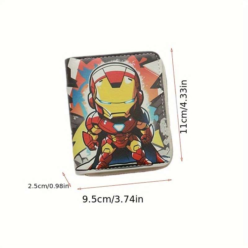 1pc Marvel Iron for Man Wallet Large Capacity Coin Purse with Multiple Compartments Zipper Closu