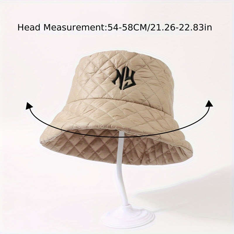 1pc Unisex Fashion Embroidered NY Letter Bucket Hat Lightweight Adjustable Sun Protection Fish
