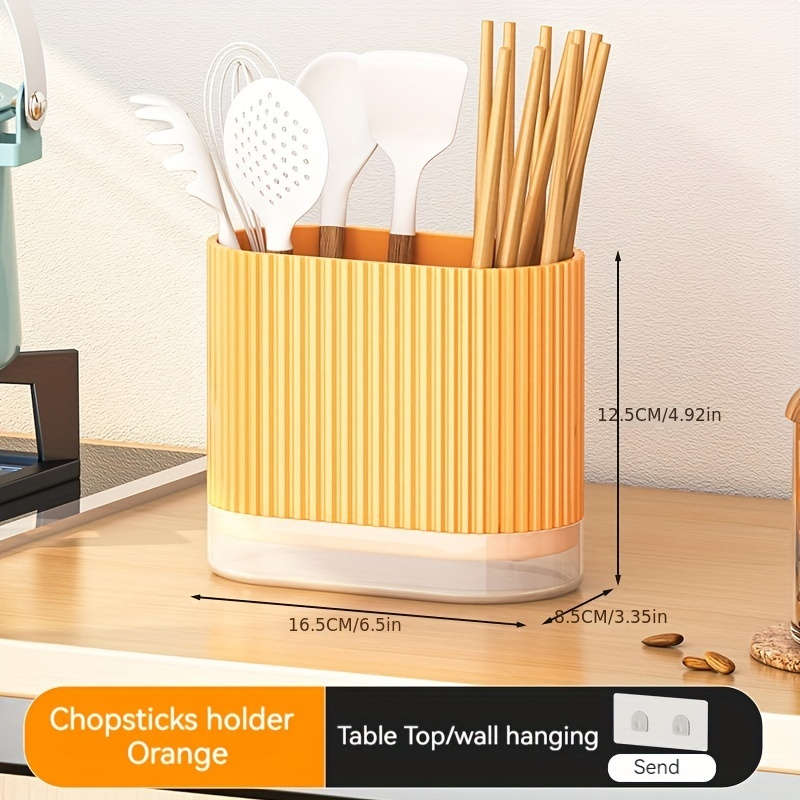 1pc Utensil Holder Countertop Knife Fork Storage Drain Box Multifunctional Plastic Rectangu