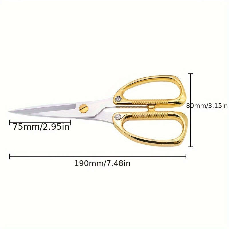 1pc Stainless Steel Kitchen Scissors Classic Design With Golden Handle Durable Multi-Purpose