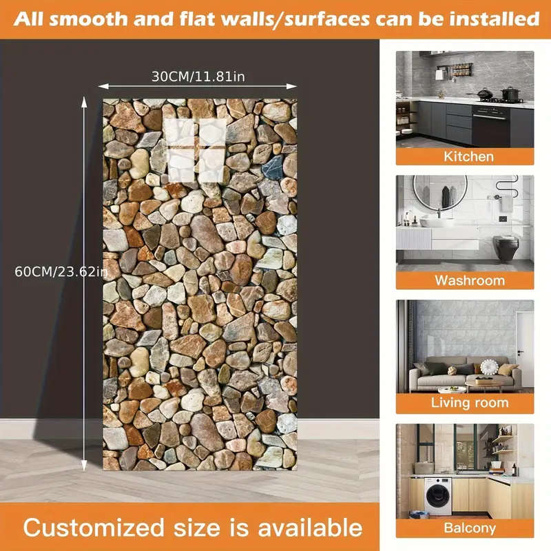 10-Pack Self-Adhesive Stone-Like Wallpaper