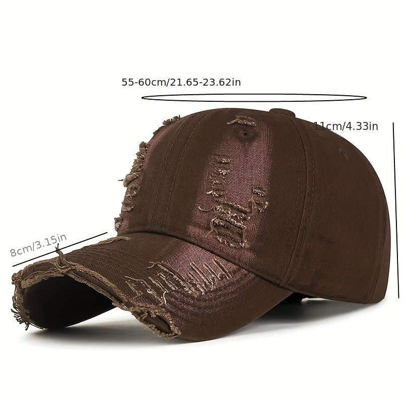 1pc Vintage Distressed Cotton Baseball Cap with Adjustable Strap Breathable Hand-Washable Trend