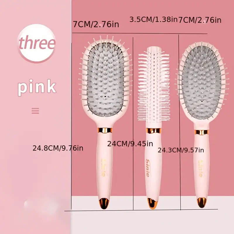 3pcs Set Scalp Massage Comb Portable Fluffy Air Cushion Comb for All Hair Types VS Ladies Hair Care