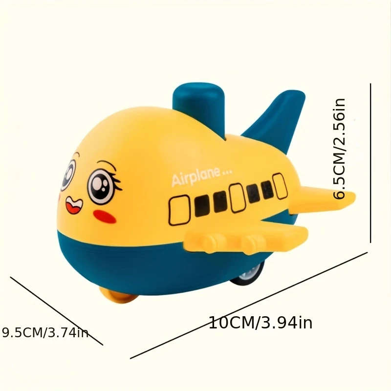 1pc FunPlay Cartoon Airplane Model Toy for Kids Plastic Press and Glide Vehicle Battery-Free No Spec
