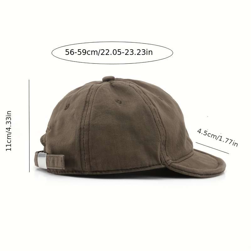 1pc Vintage-Inspired Soft Top Baseball Cap Washed Adjustable Dad Hat with Wide Brim Black Casua