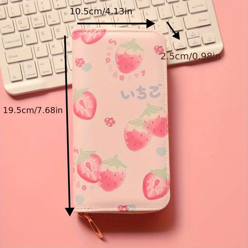 1pc Fruit Pattern Zipper Wallet Large Capacity Multi-Card Slot Lightweight Synthetic Faux Leat