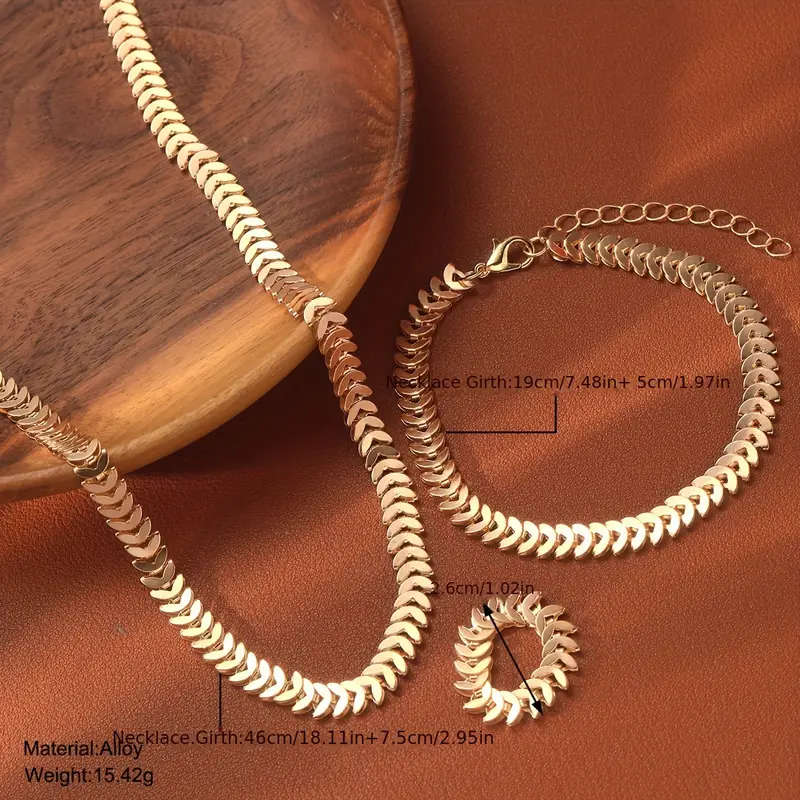 3pcs Women's Accessories Including A Necklace Bracelet And Ring