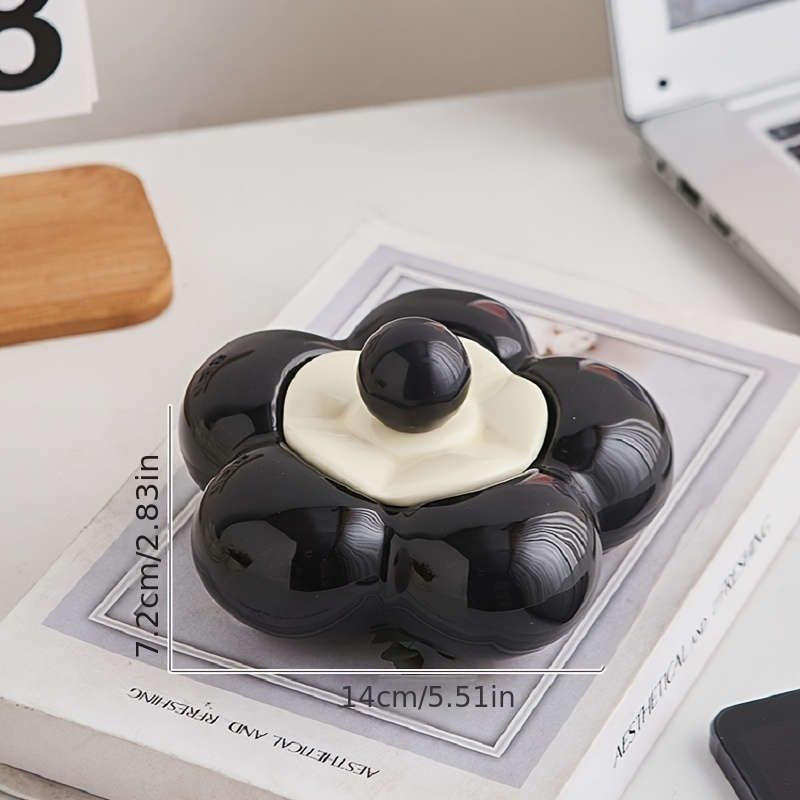 1pc Modern Geometric Ceramic Ashtray with Lid C Decorative Jewelry Storage for Bedroom Living Roo