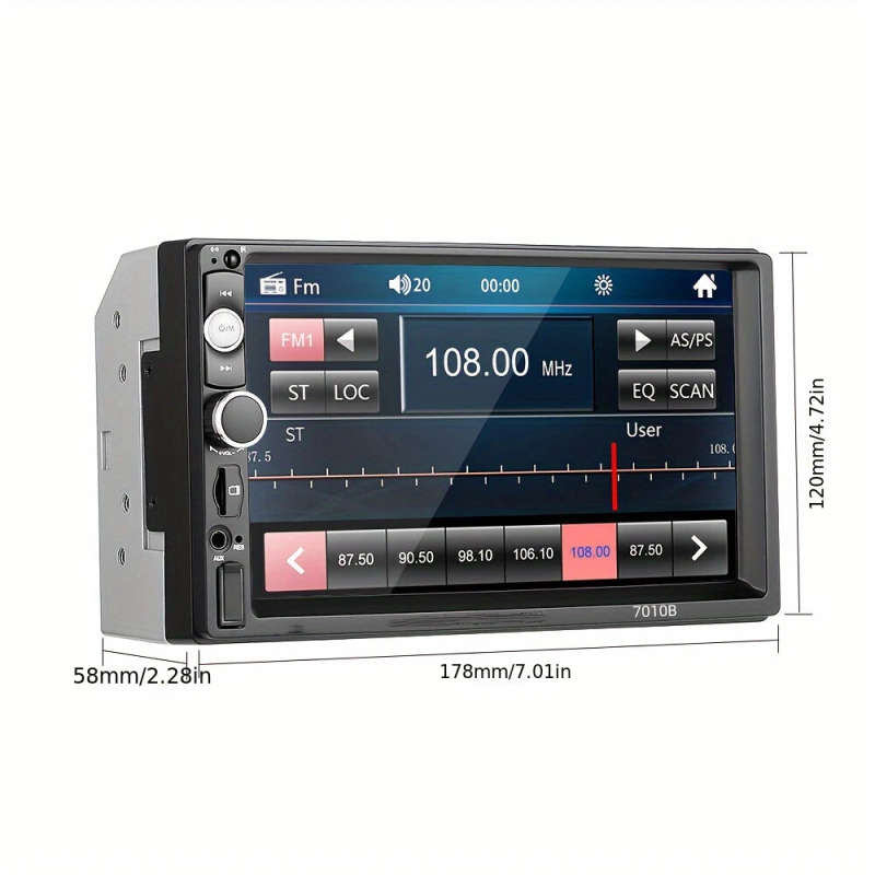 1pc 17.78 Cm HD Double Din Car Stereo Radio MP5 Player With Steering Wheel Remote Support Mirror