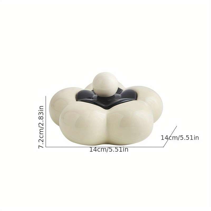 1pc Modern Geometric Ceramic Ashtray with Lid C Decorative Jewelry Storage for Bedroom Living Roo