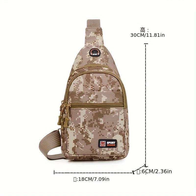 1pc Fashionable Canvas Tactical Chest Pack with Digital Camouflage Design Perfect for Outdoor Advent