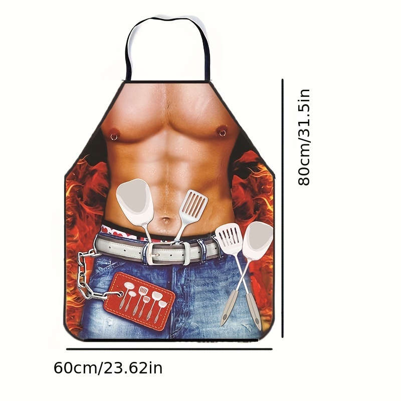 1PC Personality Funny Muscle Male Pattern Print Polyester Chef Apron