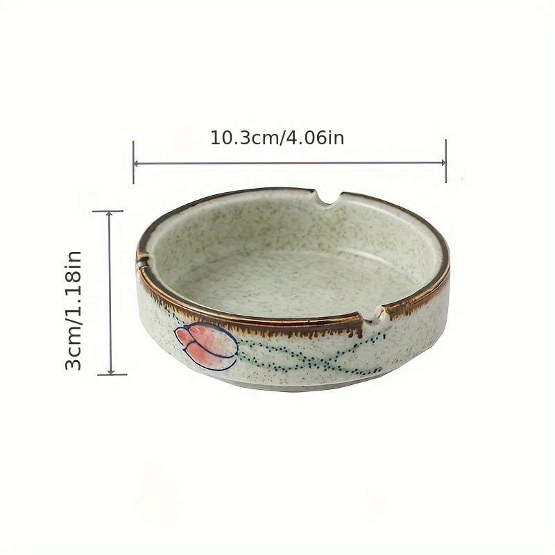 1pc Rustic Ceramic Ashtray with Lid Round Smoke Ashtray for Home Living Room Hotel Restaurant