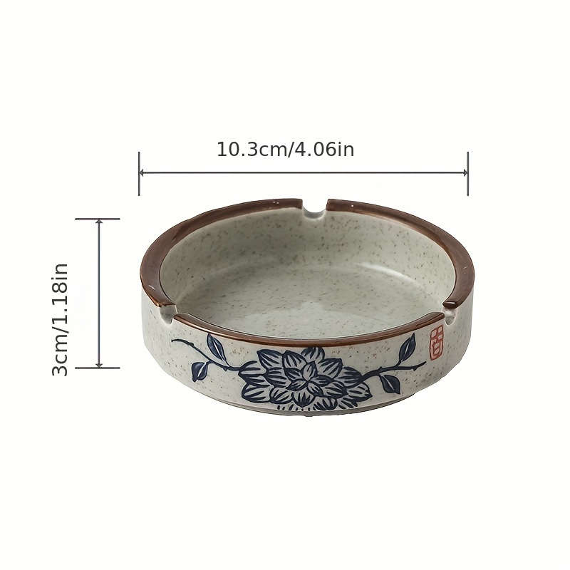 1pc Rustic Ceramic Ashtray with Lid Round Smoke Ashtray for Home Living Room Hotel Restaurant