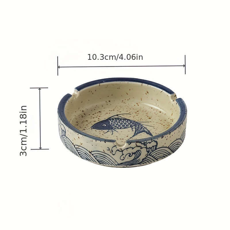 1pc Rustic Ceramic Ashtray with Lid Round Smoke Ashtray for Home Living Room Hotel Restaurant