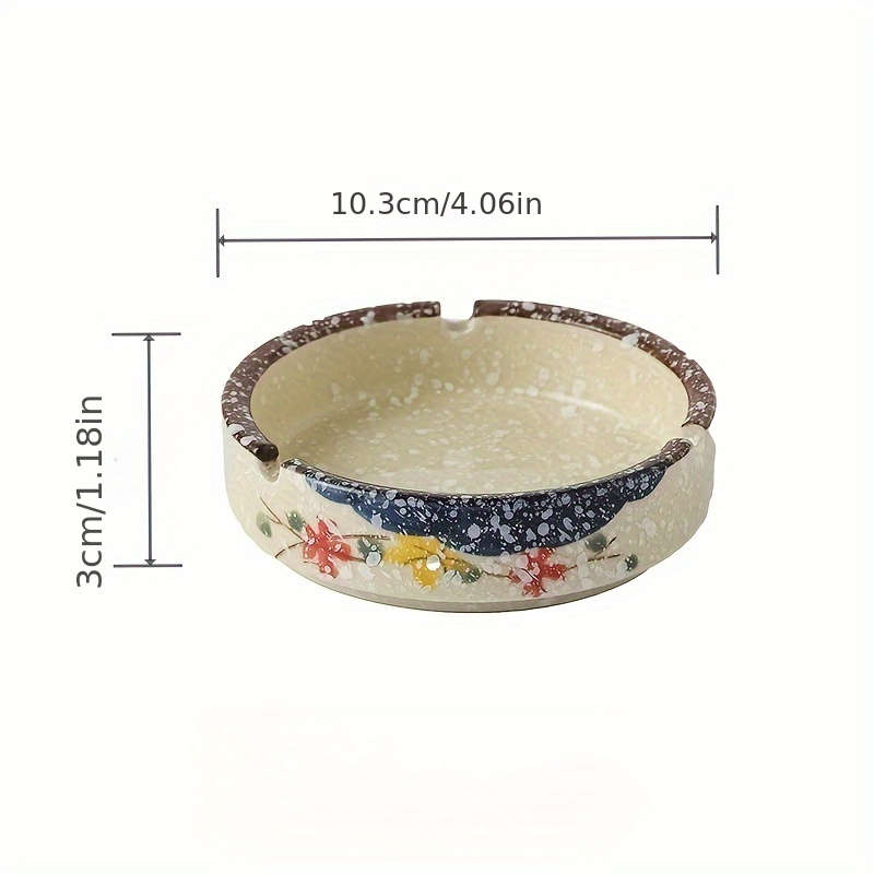 1pc Rustic Ceramic Ashtray with Lid Round Smoke Ashtray for Home Living Room Hotel Restaurant