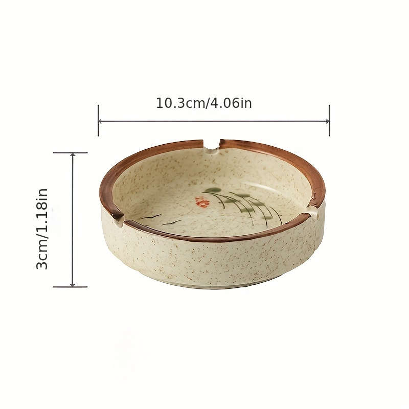 1pc Rustic Ceramic Ashtray with Lid Round Smoke Ashtray for Home Living Room Hotel Restaurant