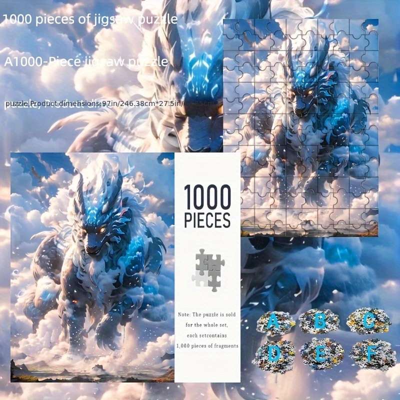 1000pcs Mystical Dragon Jigsaw Puzzle for Adults 50.04x69.85 cm Vibrant Fantasy Art