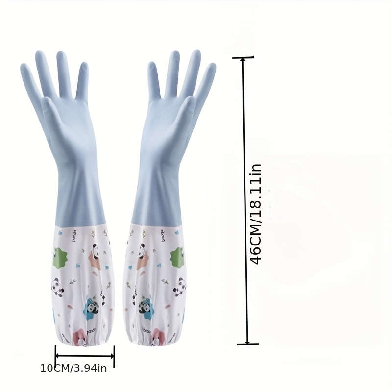 2pcs Housework Cooking Brush Pot Cleaning Cartoon Rubber Gloves Kitchen Dishwashing Gloves