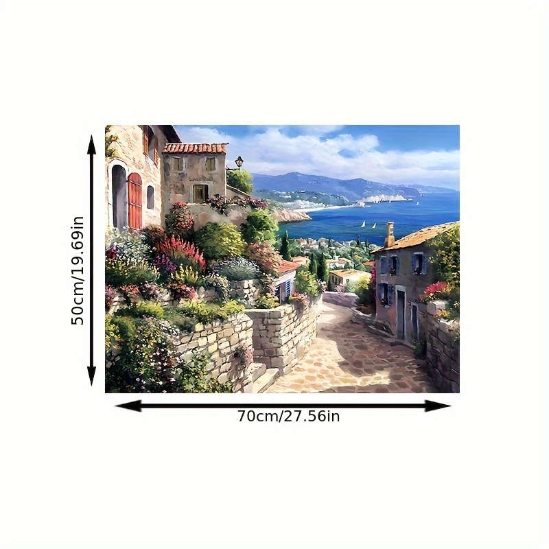 1000pcs Jigsaw Puzzle 50.04x70.1 cm Coastal Village Scene High-Definition Print