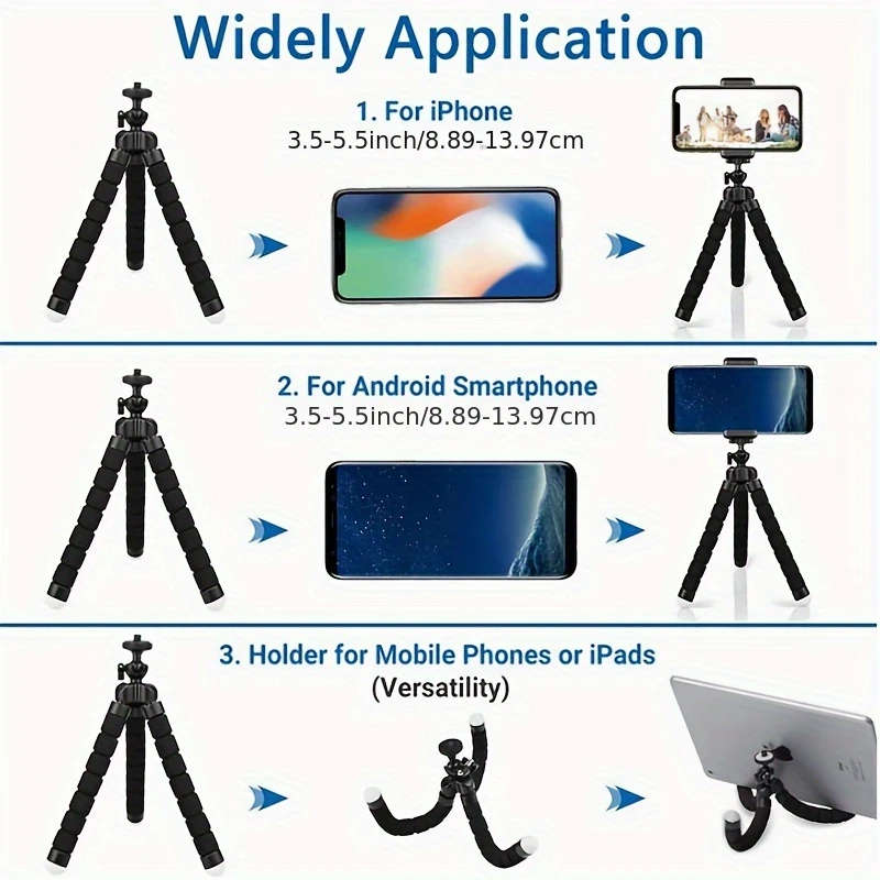 1pc Flexible Octopus Tripod Small Phone Camera Holder with Sponge Grip Mini Octopus Stand for Photog