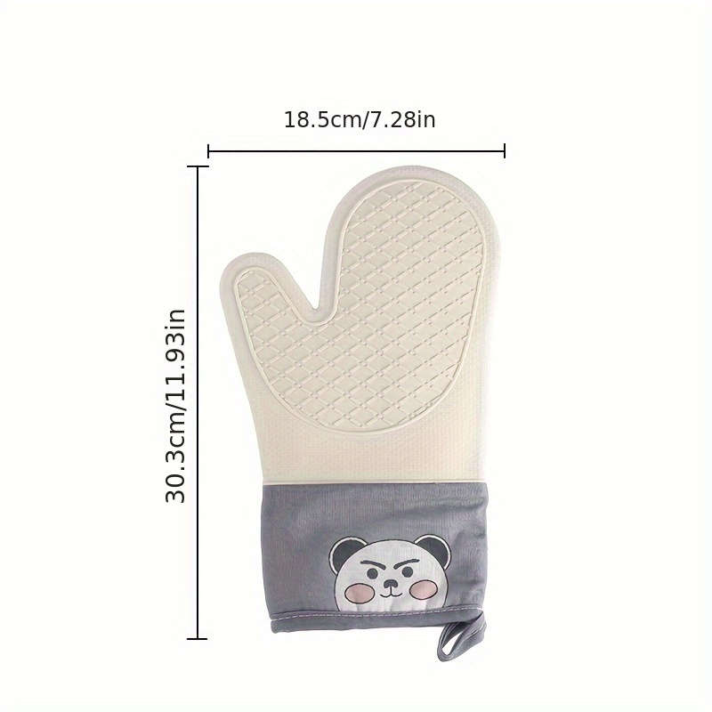 1pc Silicone Oven Gloves Panda Prints Oven Mitts Heat Resistant Kitchen Gloves with Soft Linin