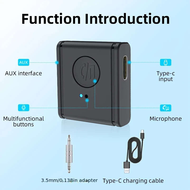 1pc BT Wireless 5.3 AUX Automotive 3.5mm Adapter Audio receiver Converter