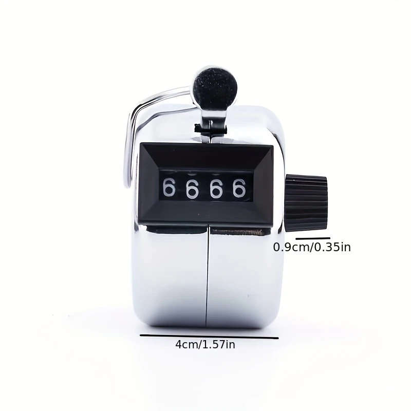1pc Iron Handheld 4-Digit Clicker Counter Non-Rechargeable Metal Tally for Counting Knitting Coachin