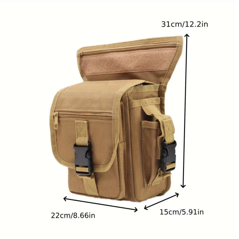 1pc Tactical Oxford Cloth Leg Bag Adjustable Strap Buckle Closure Multi-Pocket Design for Outdoor
