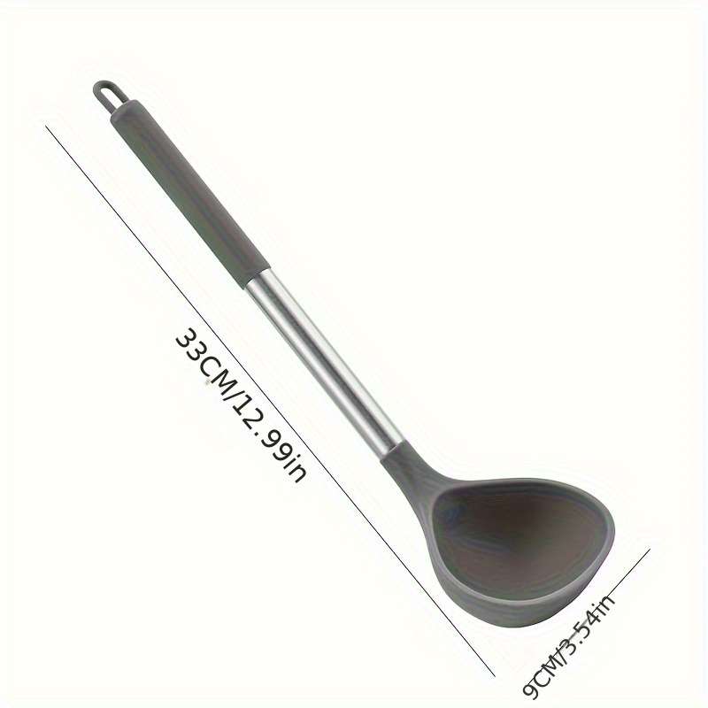 1pc large silicone spoon silicone spoon stainless steel handle spoon large spoon non-stick