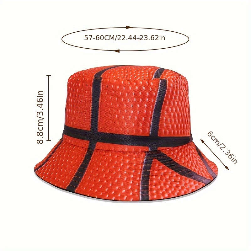 1pc Trendy Basketball-Themed Foldable Bucket Hat Sporty Sun-Protective Stylish for Outdoor Ac