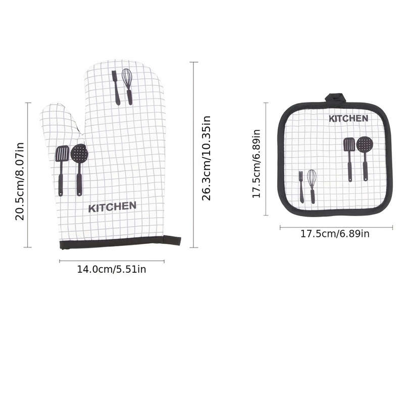 Set of 2 Leeons Oven Mitts Pot Holders Heat Resistant 100% Polyester Kitchen Gloves with S