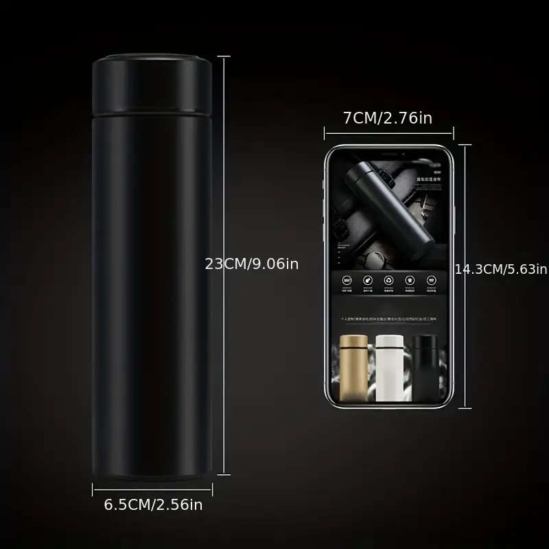 igital Display Thermos Cup Water Bottle With LED Temperature Display, Double Wall Vacuum Insulated W