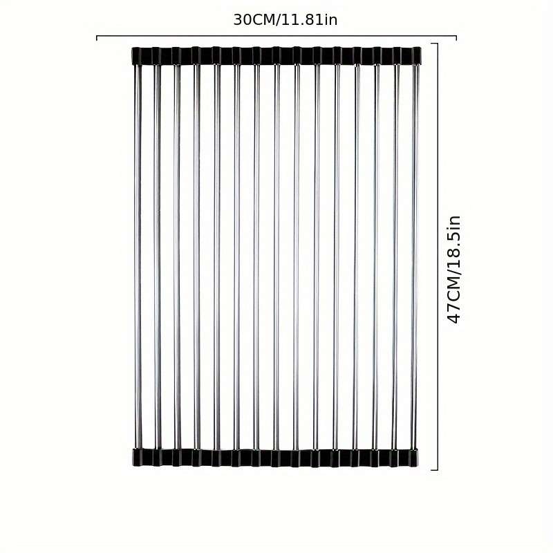 1pc Stainless Steel Foldable Kitchen Sink Drain Rack Food Safe Space Saving Strainer And Dis